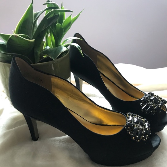 Nine West Jeweled Open Toe Pumps - Picture 2 of 3
